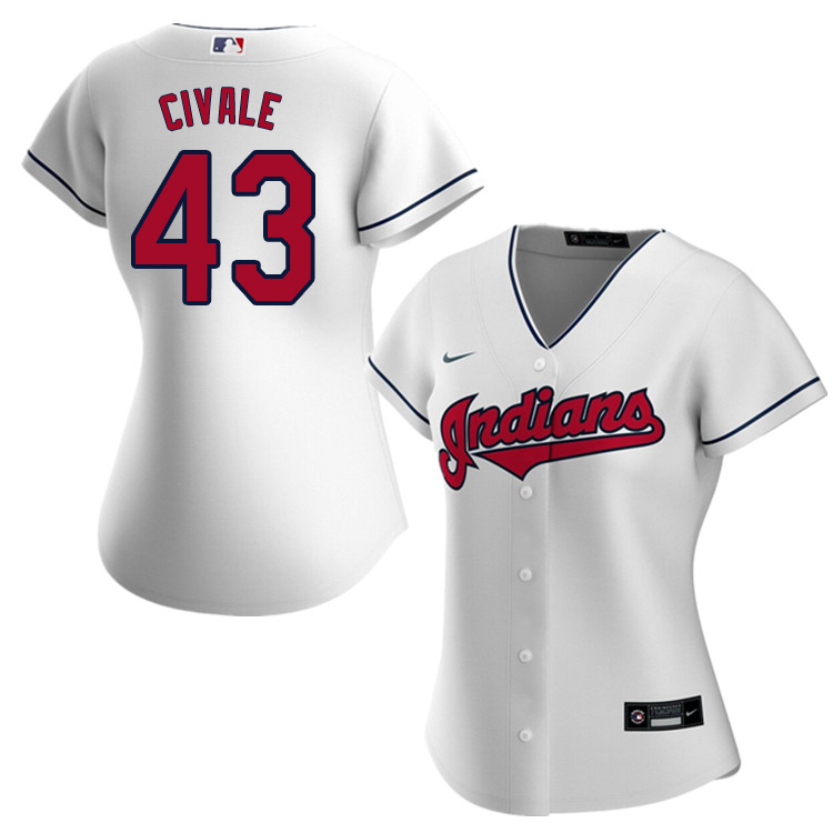 Nike Women #43 Aaron Civale Cleveland Indians Baseball Jerseys Sale-White